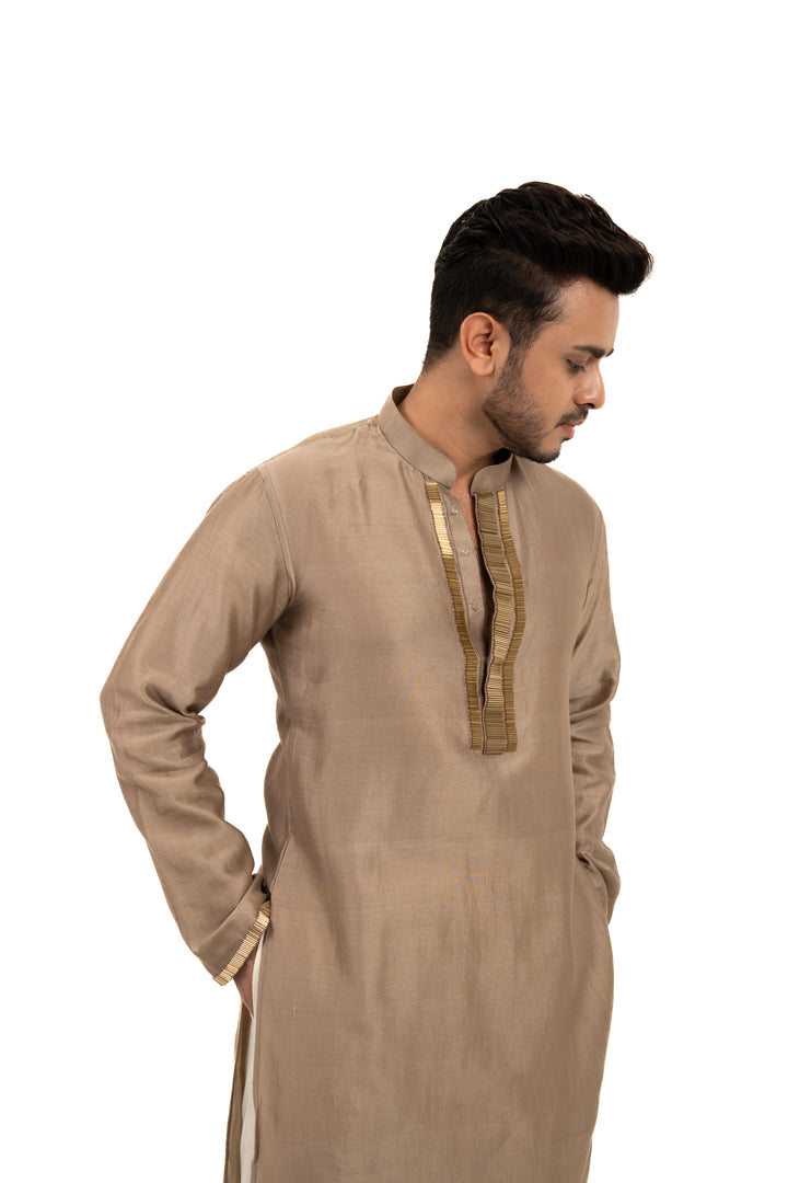 brown & gold kurta