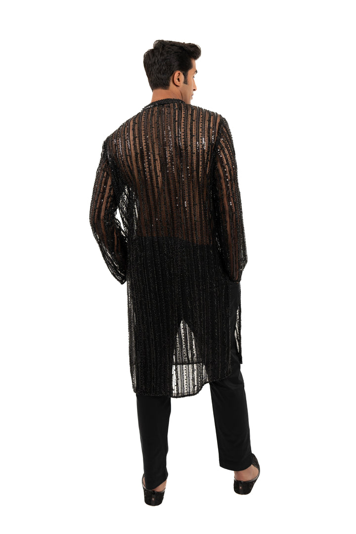 black heavily embellished kurta