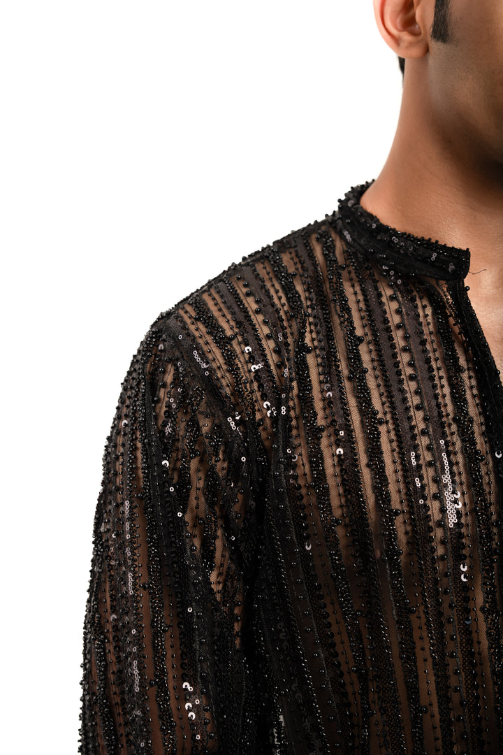 black heavily embellished kurta