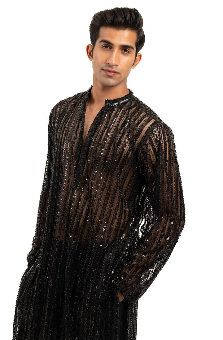 black heavily embellished kurta