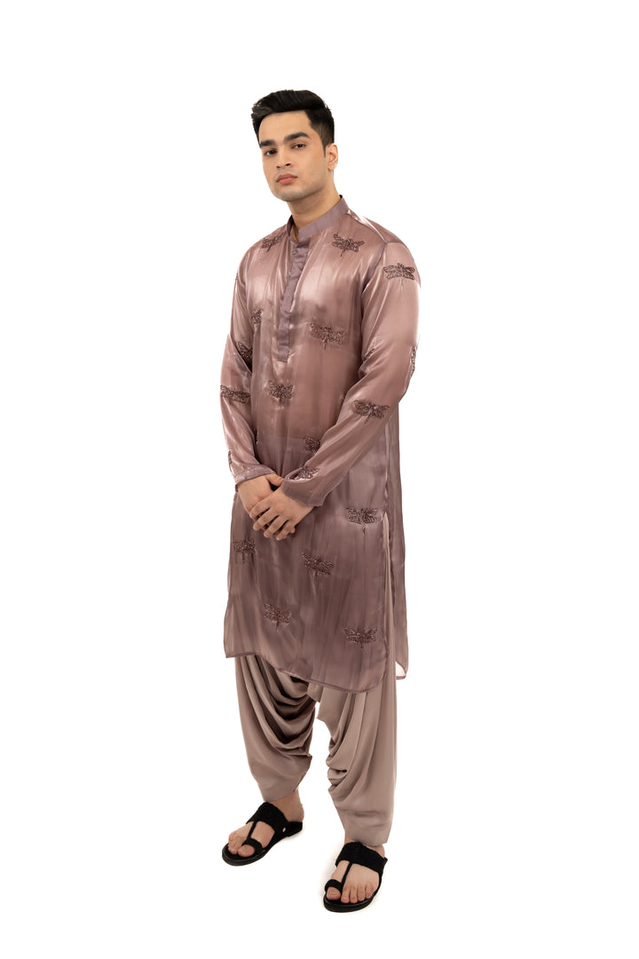 onion pink dragonfly sheer kurta