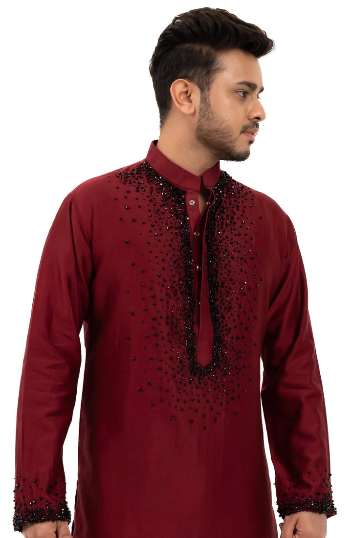 cherry red crystal kurta