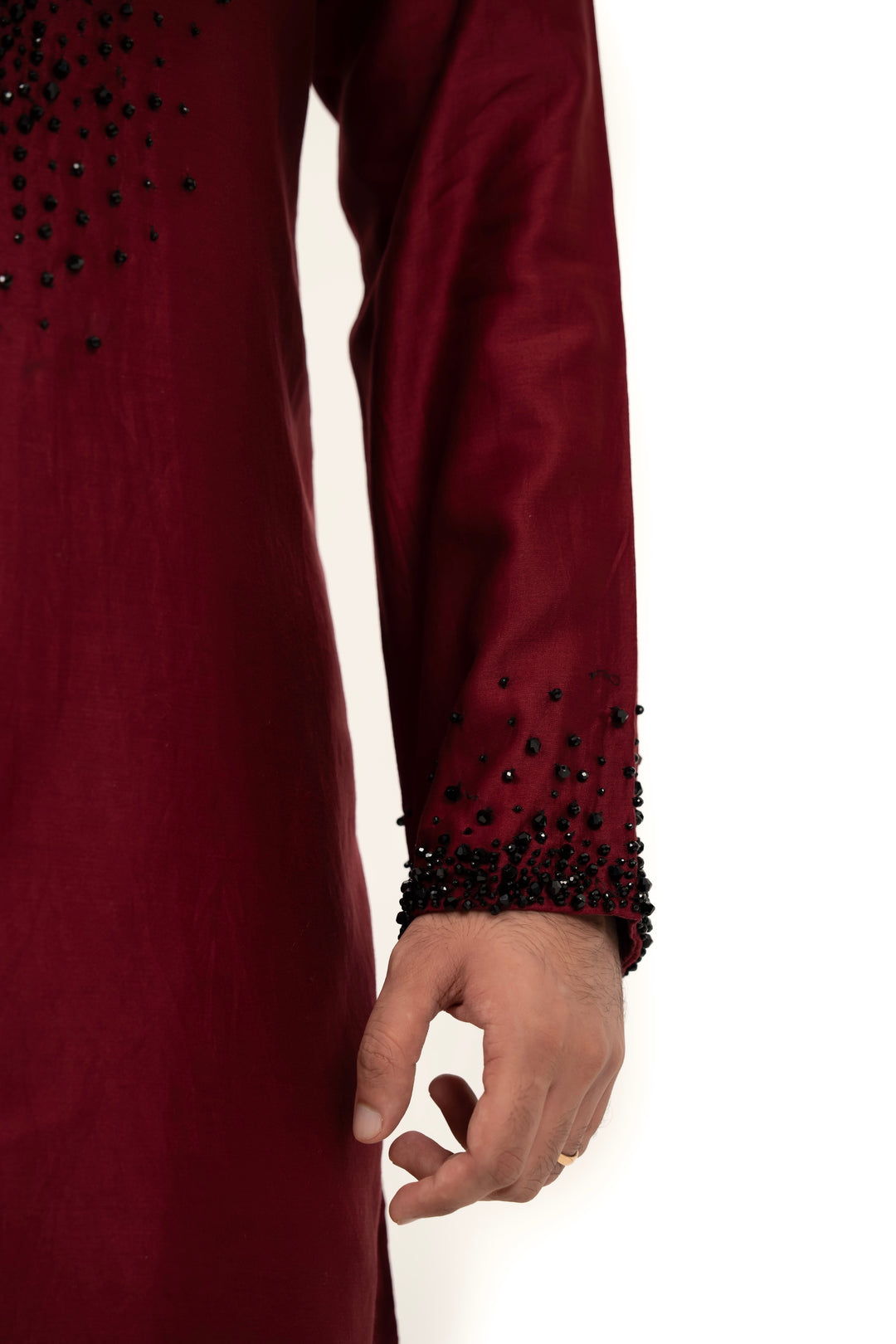 cherry red crystal kurta