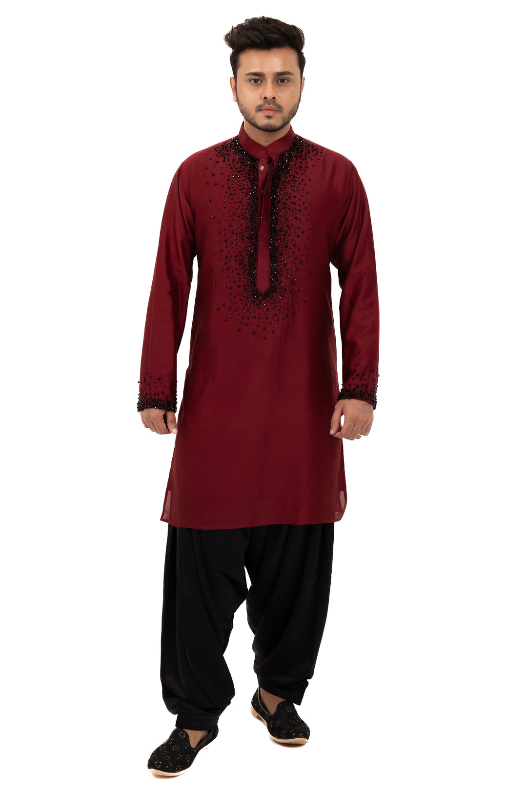 cherry red crystal kurta