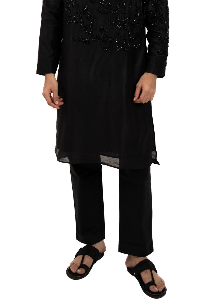 black straight fit pajama pants