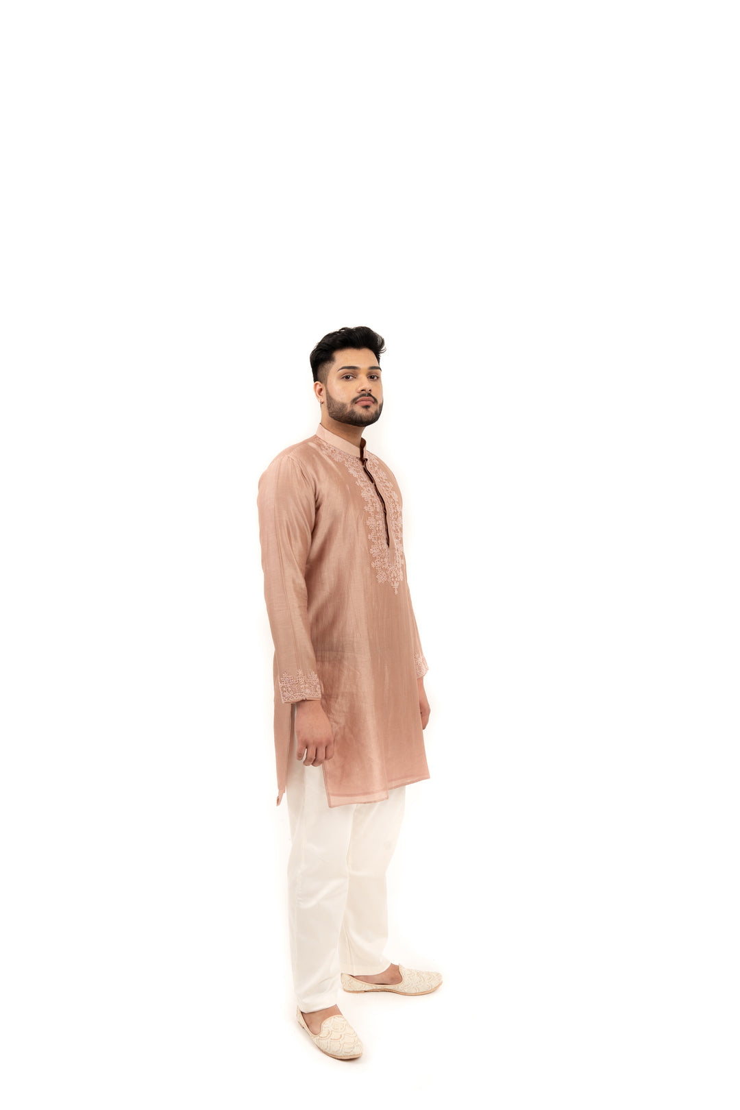 dusty rose beadwork kurta