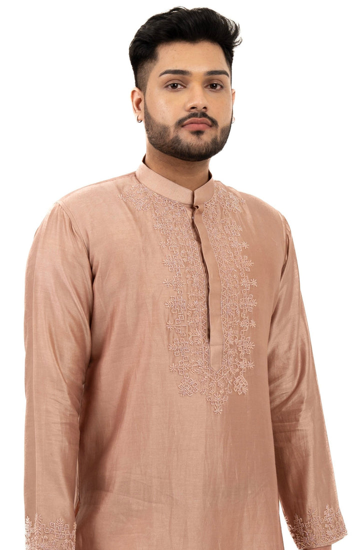 dusty rose beadwork kurta