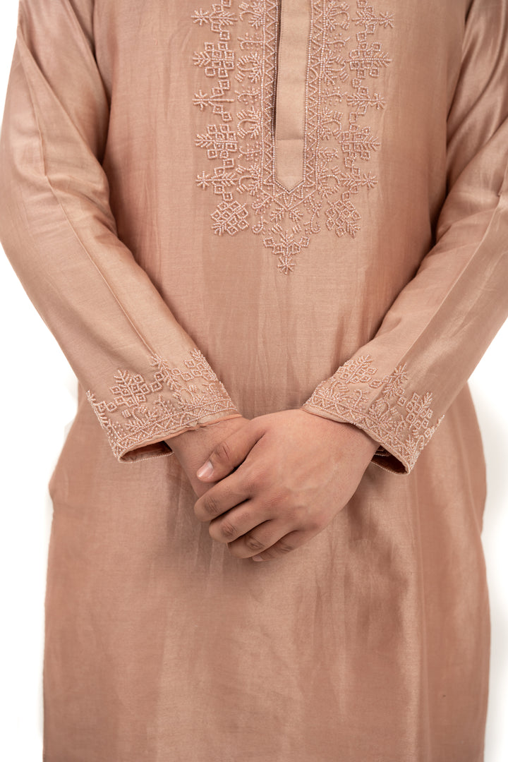 dusty rose beadwork kurta