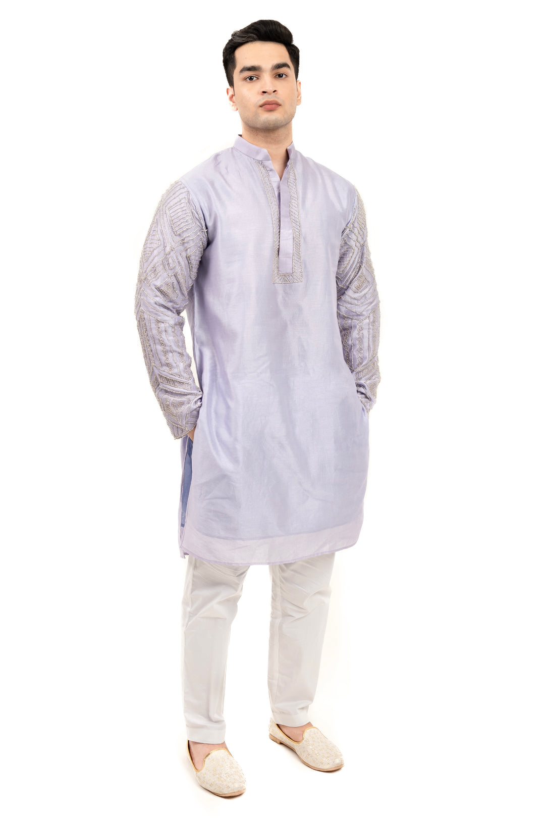 lavender sleeve work kurta