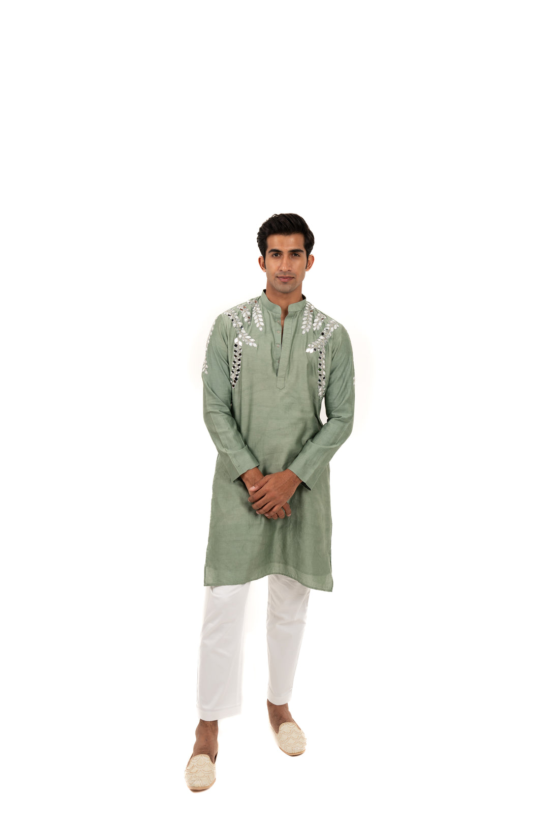 sea green mirror work kurta