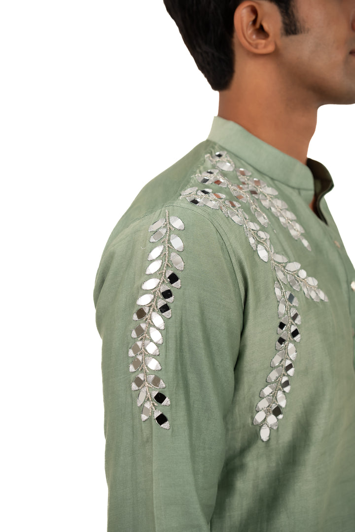 sea green mirror work kurta