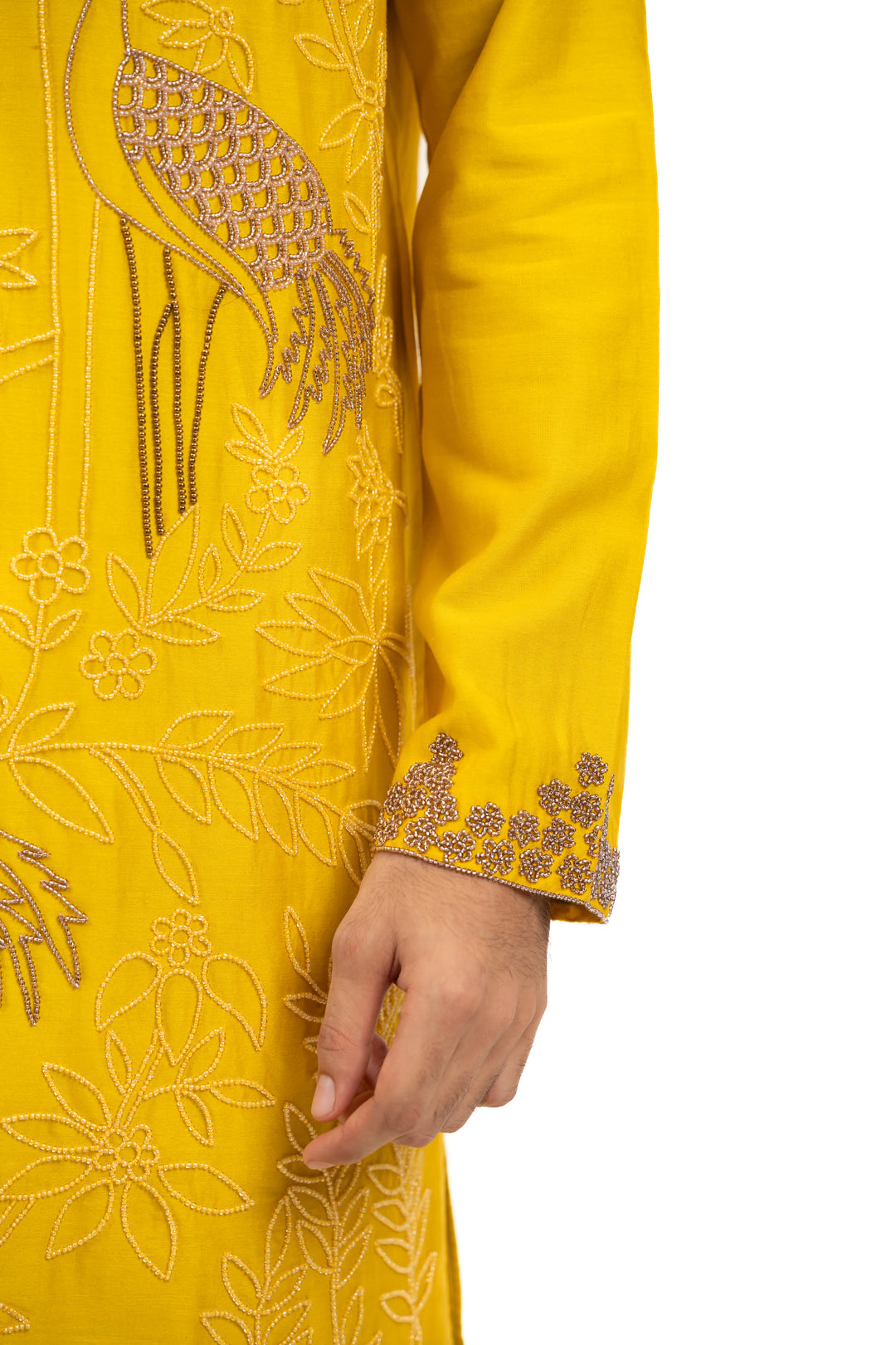 mustard yellow flamingo kurta