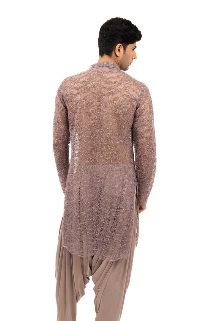 mauve lace kurta