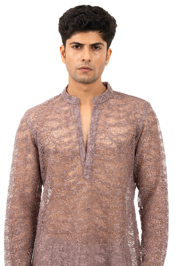 mauve lace kurta