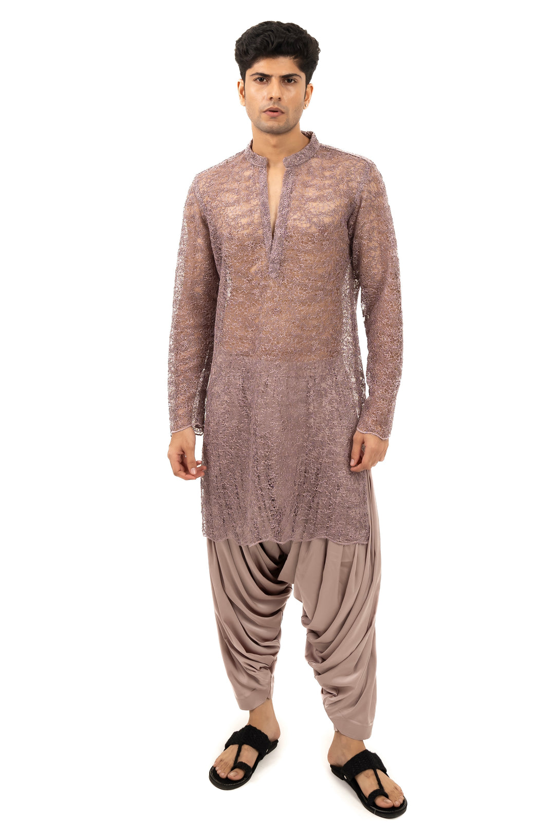 mauve lace kurta