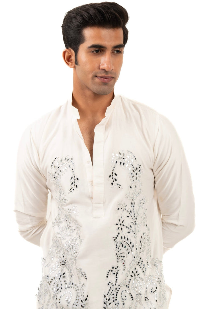 white cord & mirror kurta