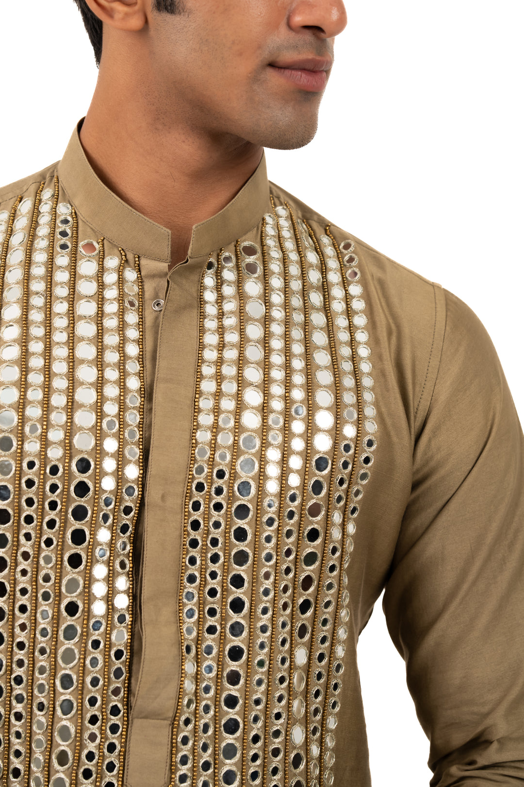 henna green mirror work kurta