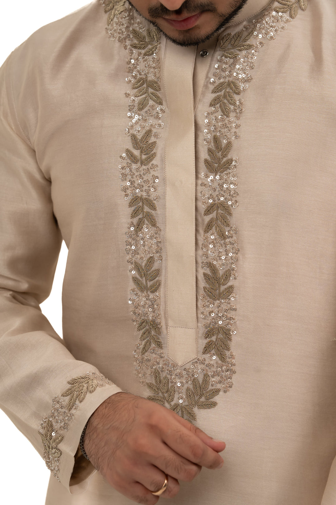 beige French wire kurta