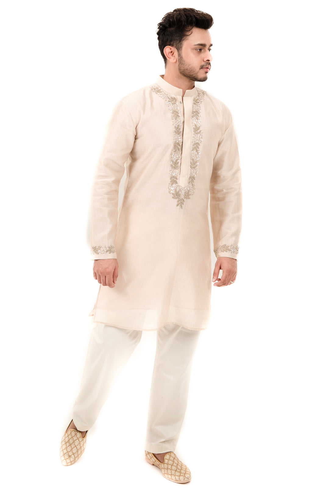 beige French wire kurta