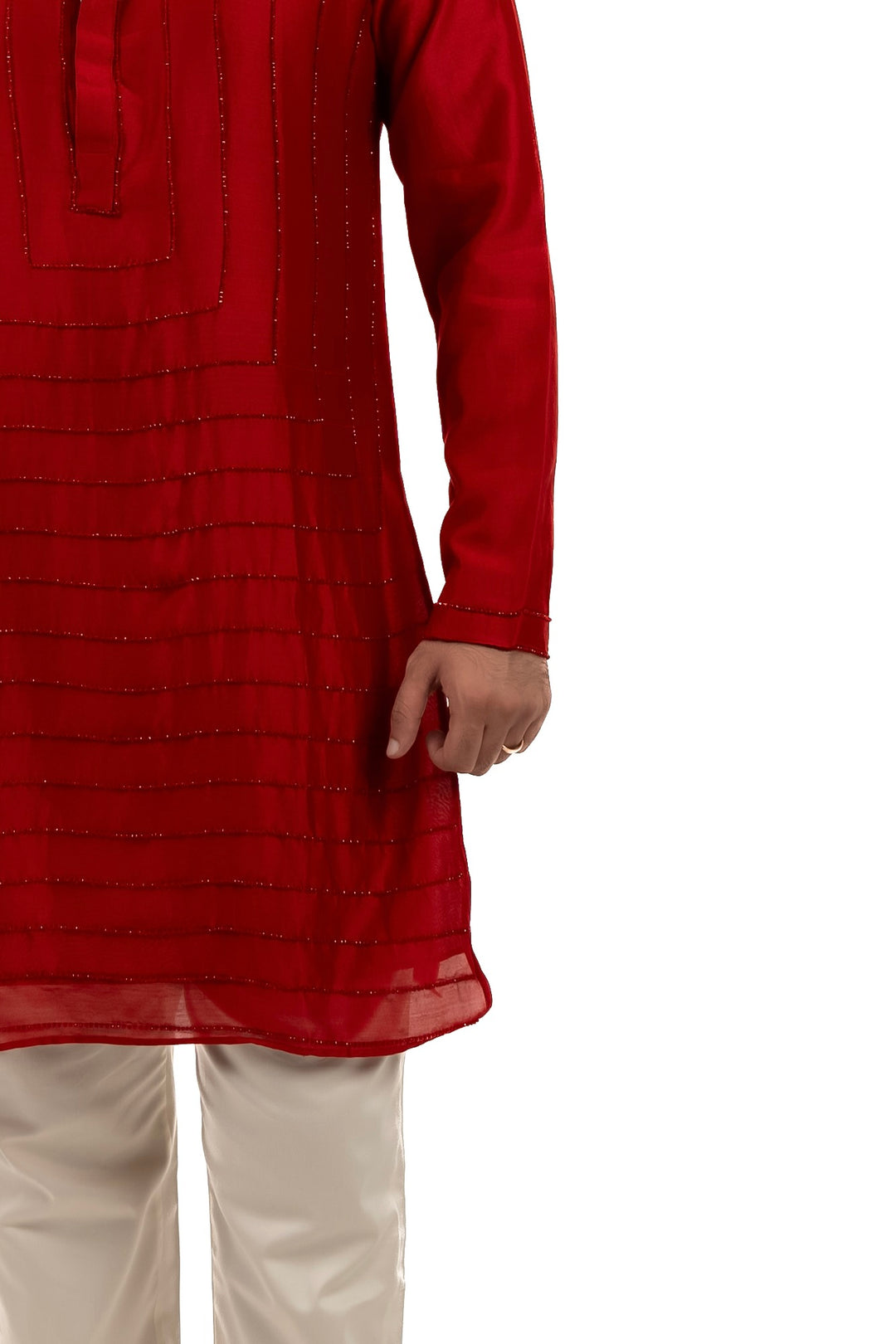 red geometrical kurta