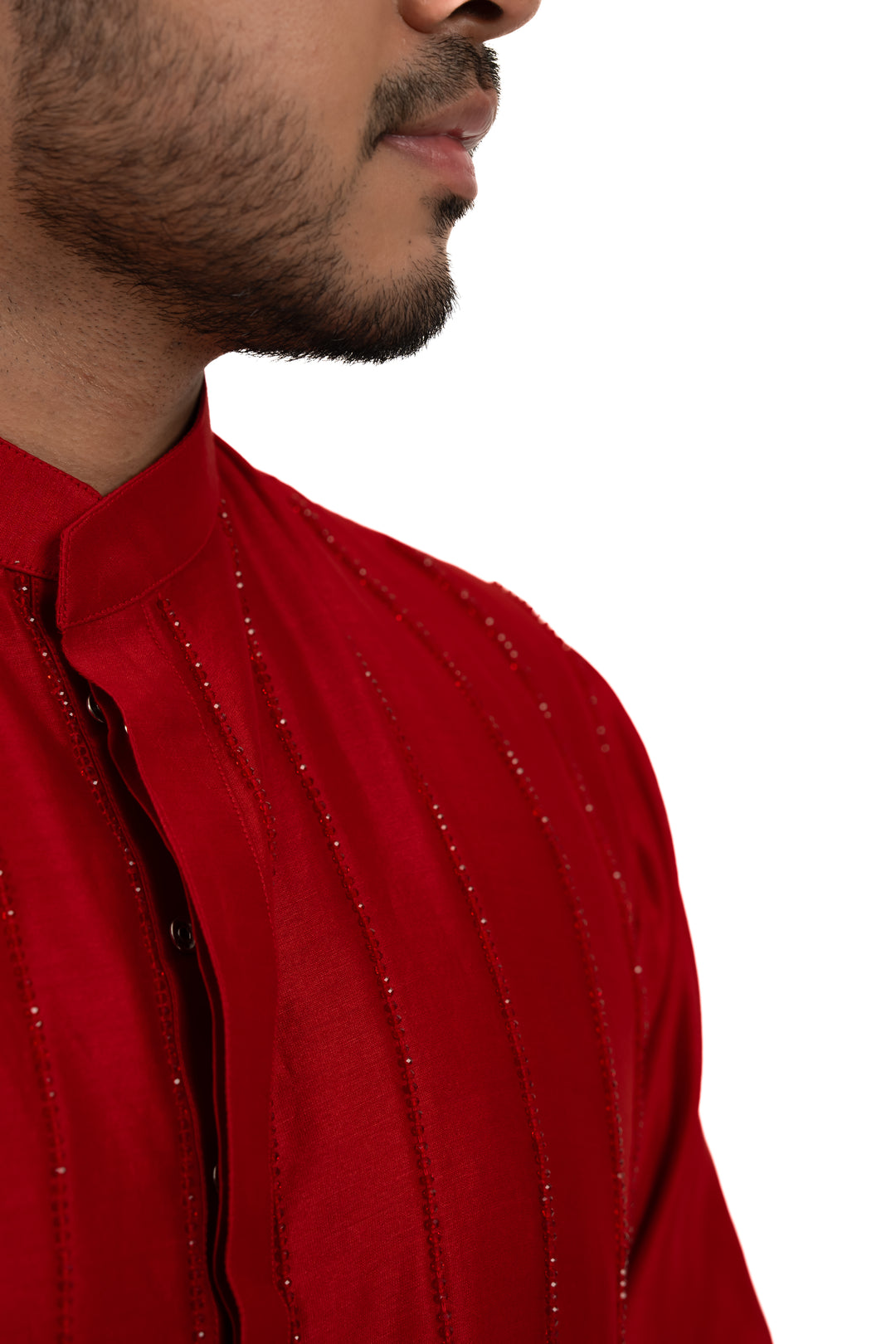 red geometrical kurta