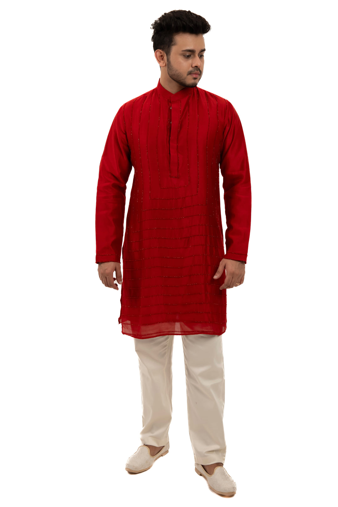 red geometrical kurta