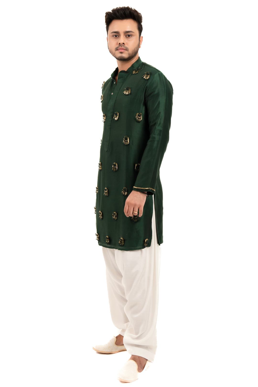 gold and green kurta