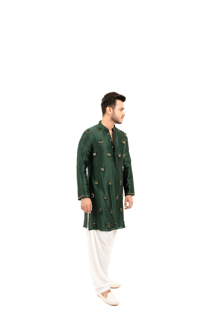 gold and green kurta