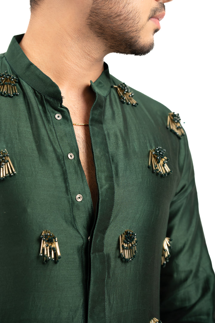 gold and green kurta