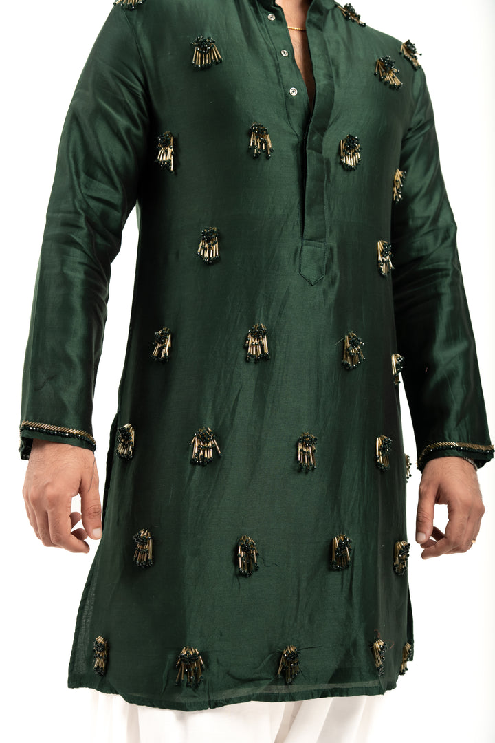 gold and green kurta