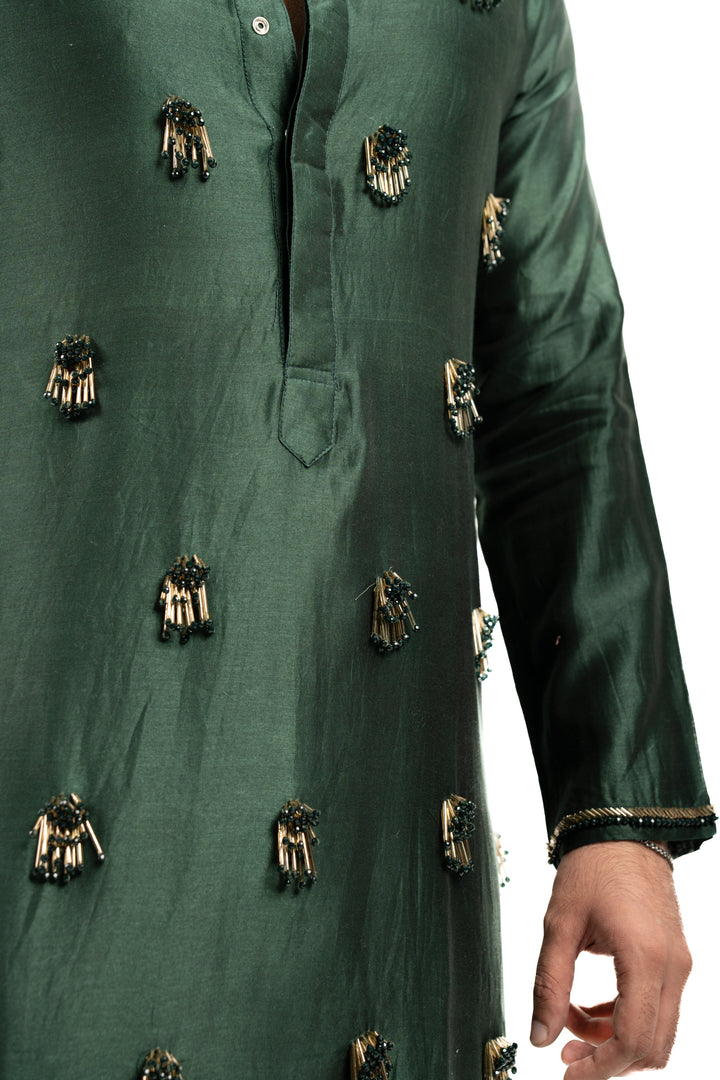 gold and green kurta