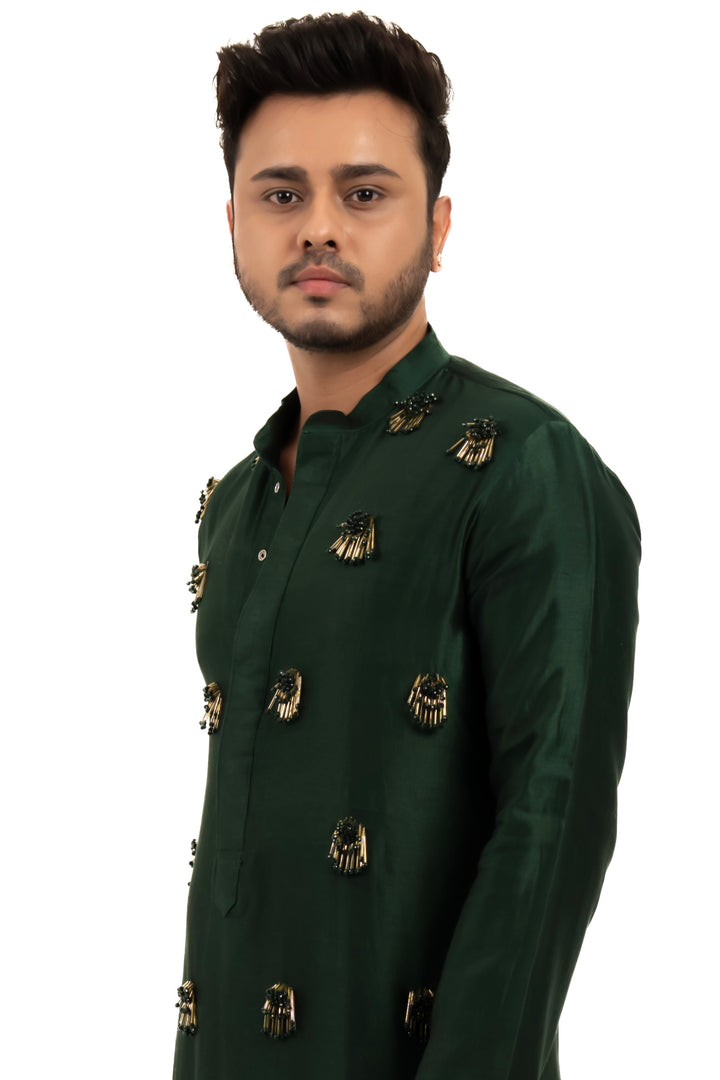 gold and green kurta