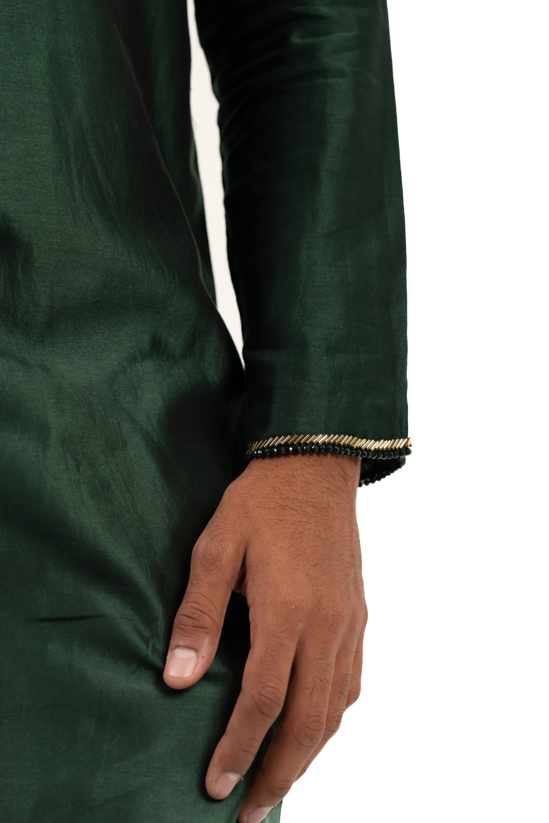 green placket work kurta