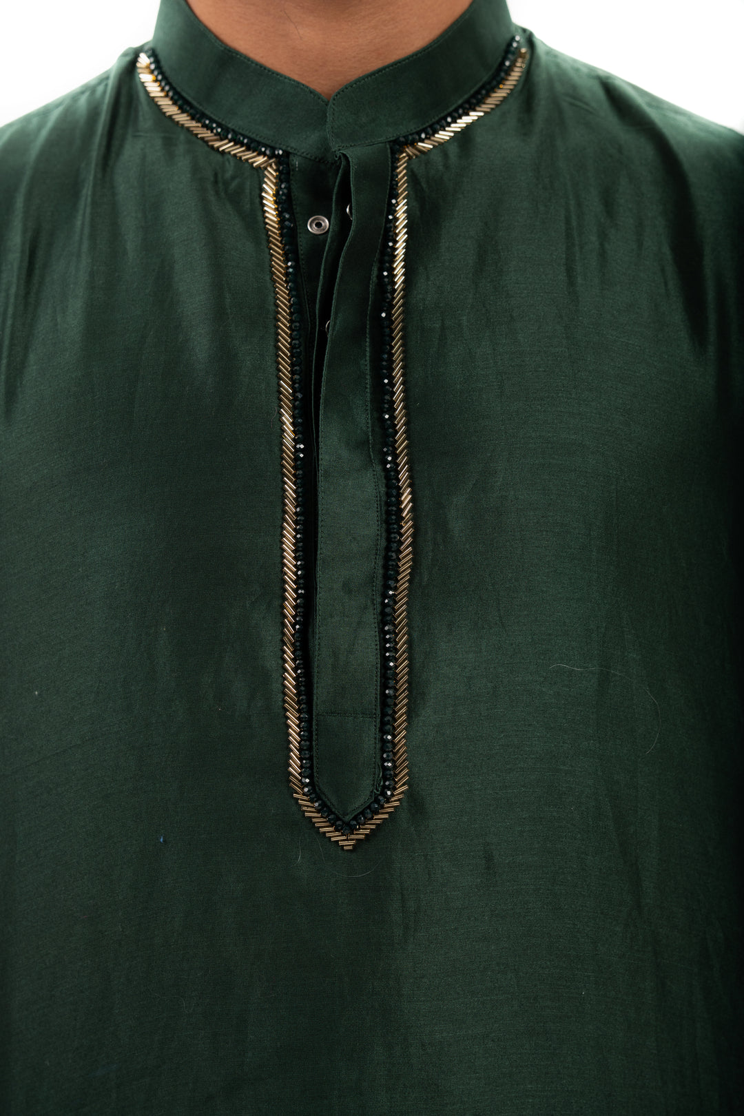 green placket work kurta