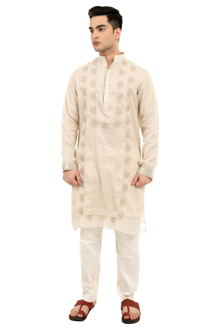 ivory & gold lotus kurta